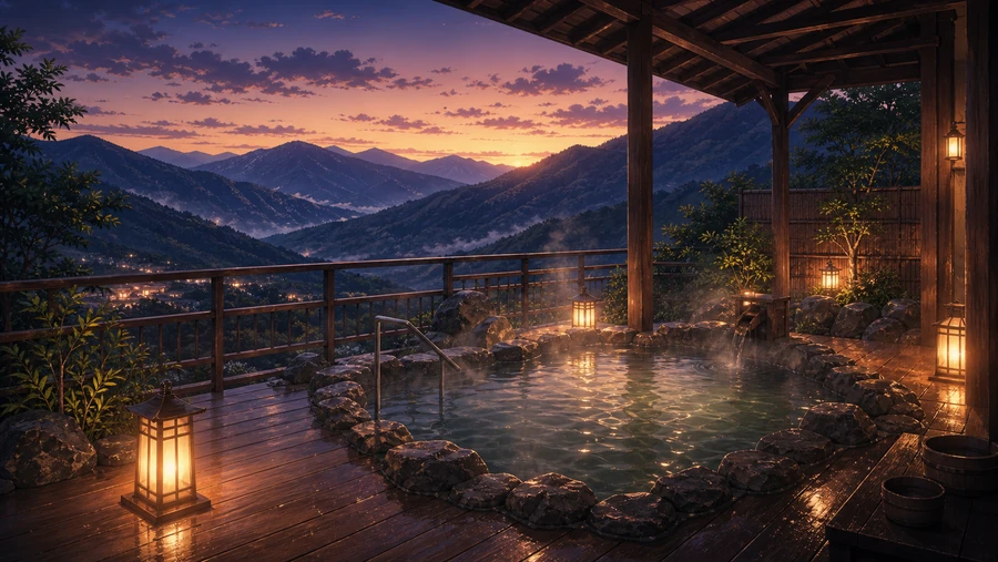mountain view onsen terrace