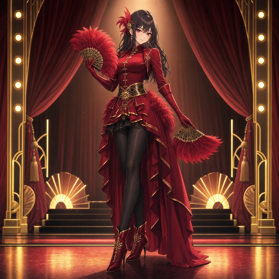 feather fan cabaret costume