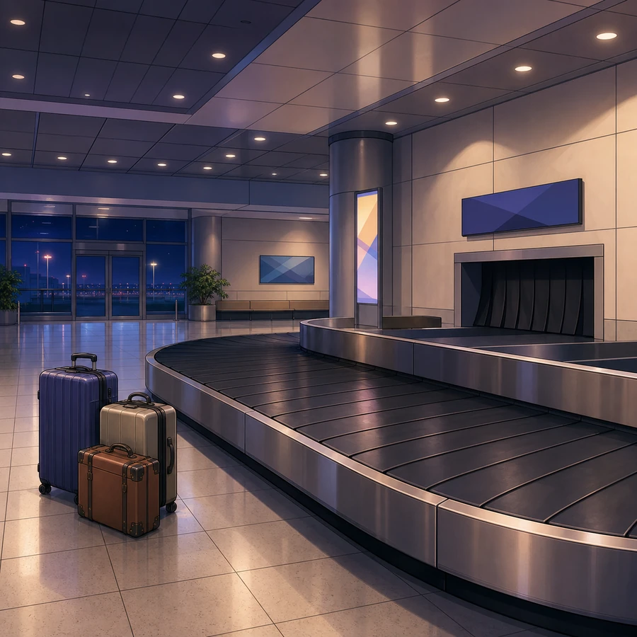 airport baggage claim area anime background
