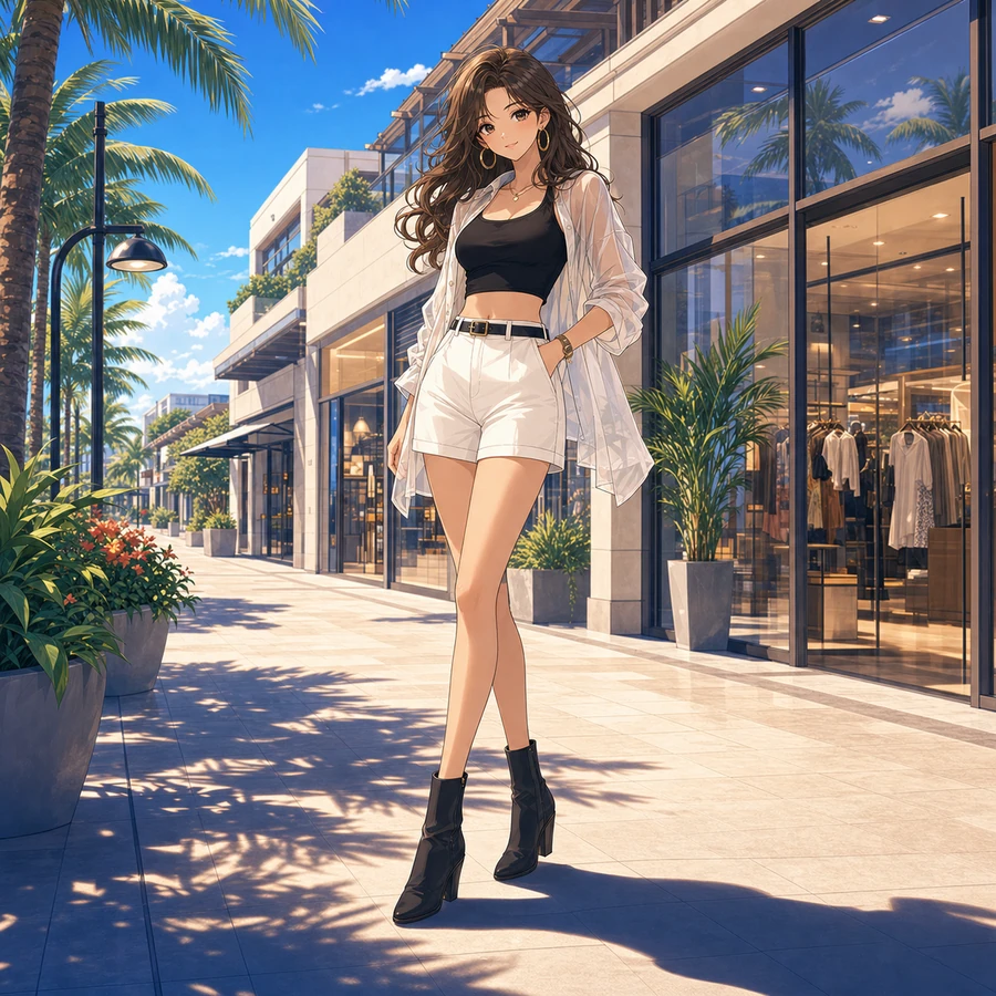 cropped top and high waist shorts