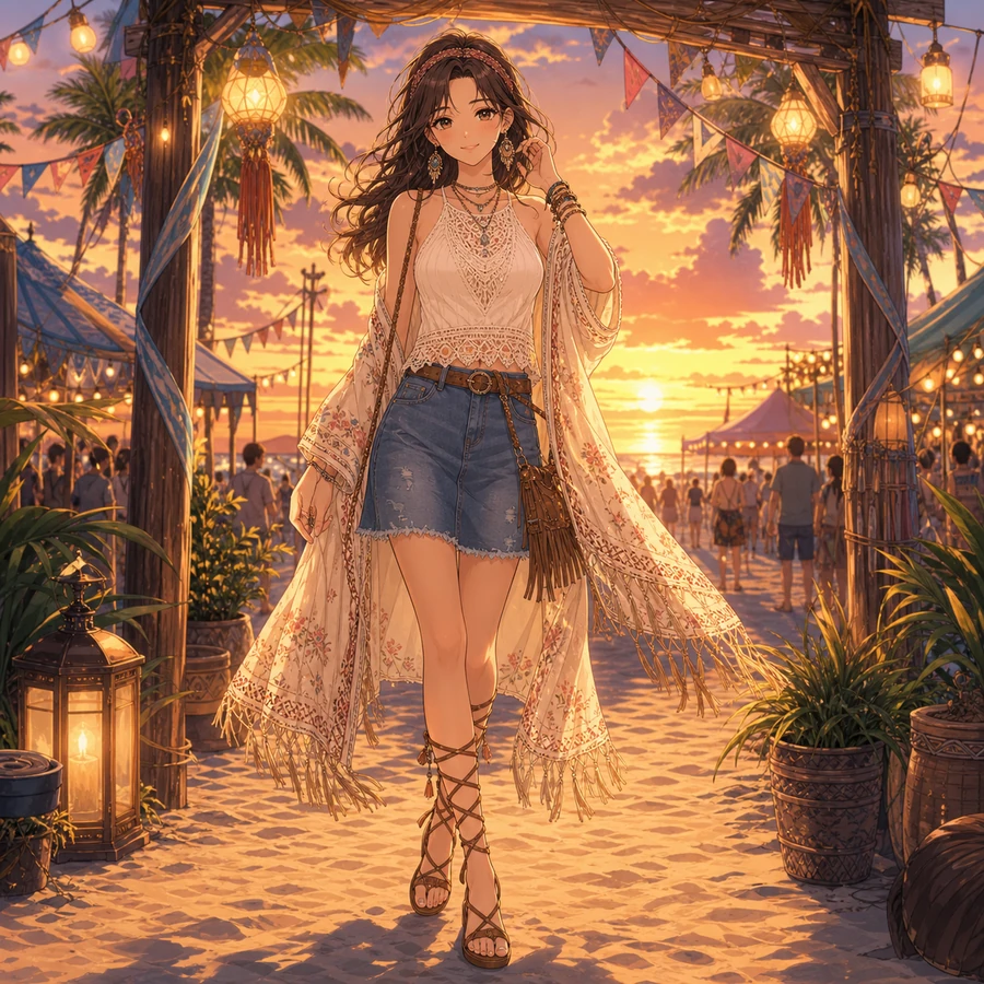 boho beach festival outfit