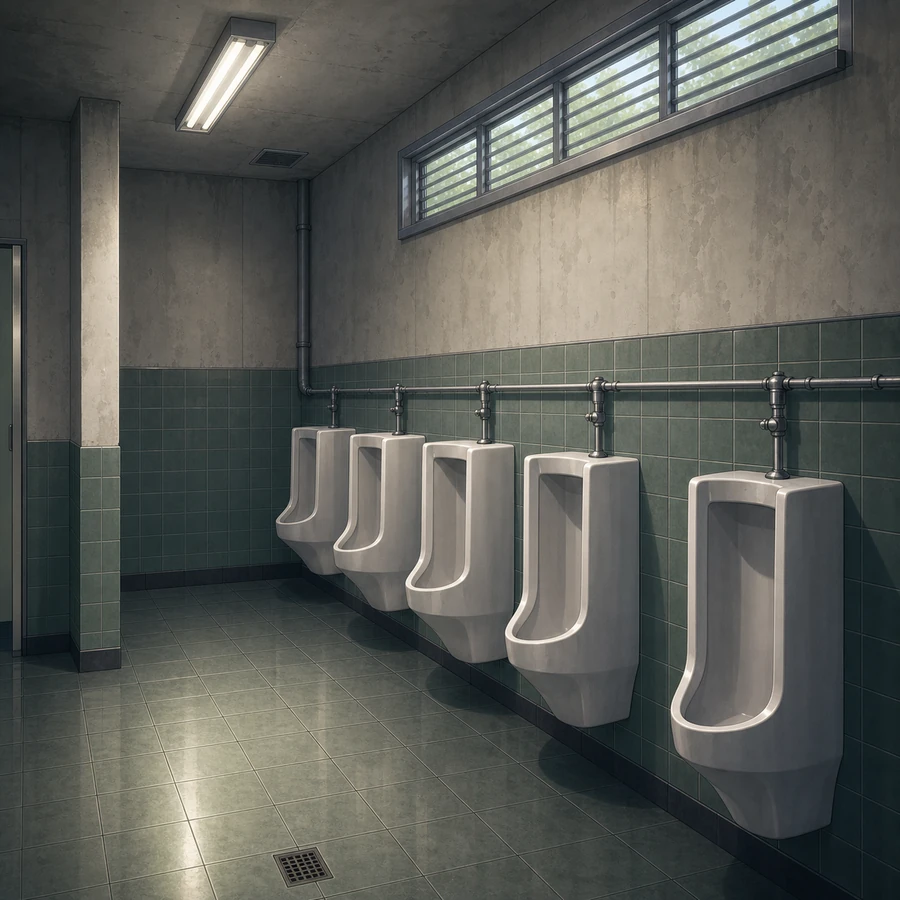 public restroom urinal wall