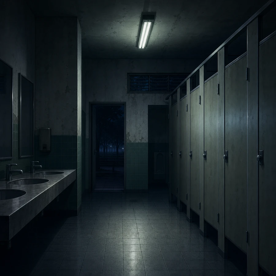 night public restroom interior