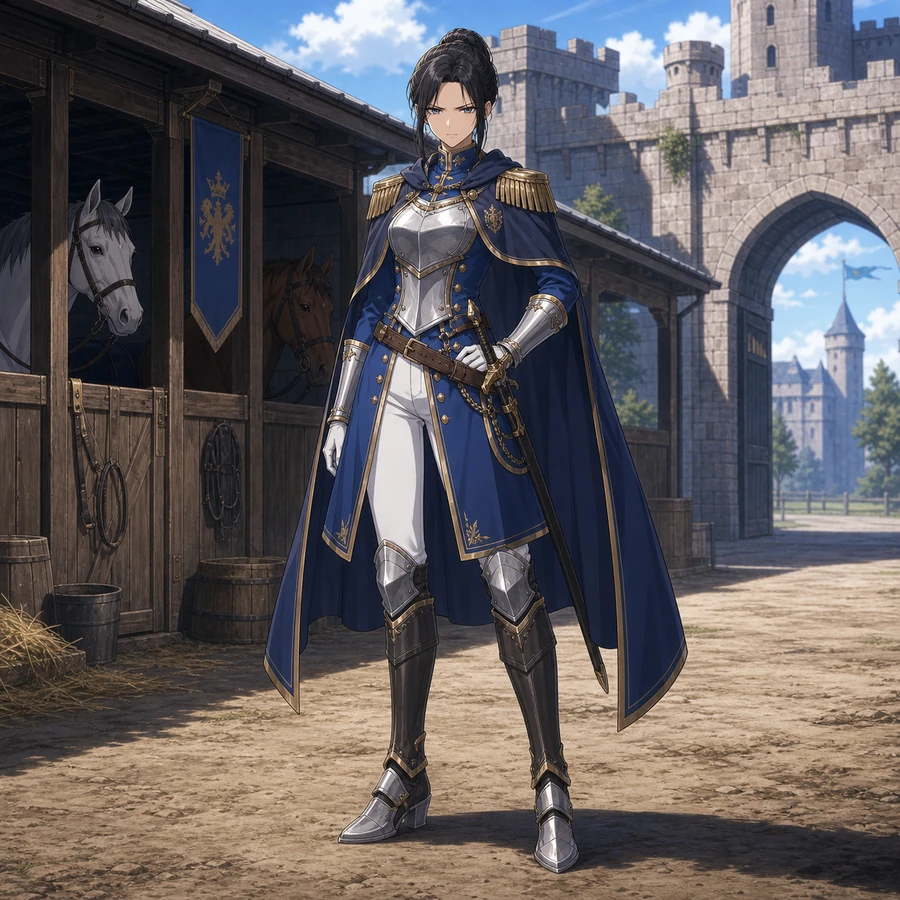 blue cavalry knight uniform