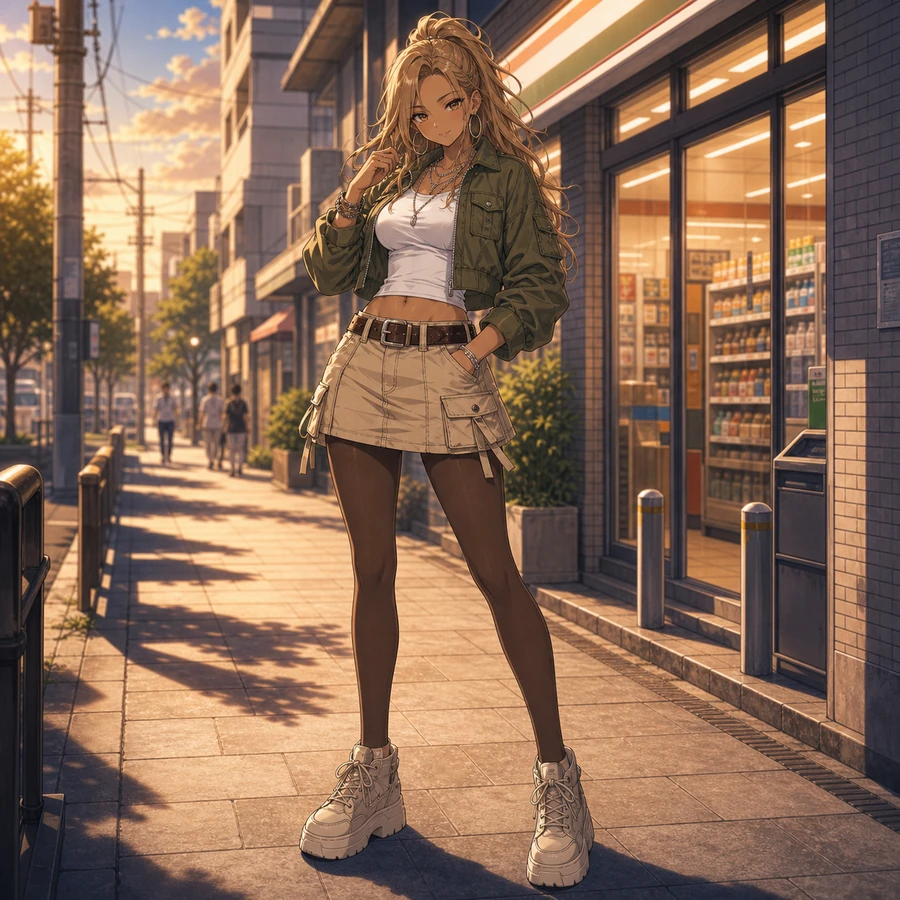 cargo mini skirt gyaru outfit