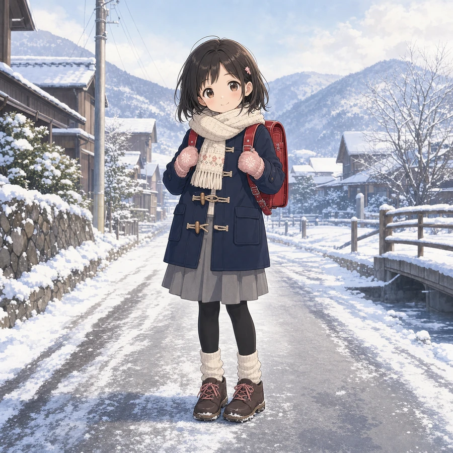 rural winter school commute outfit