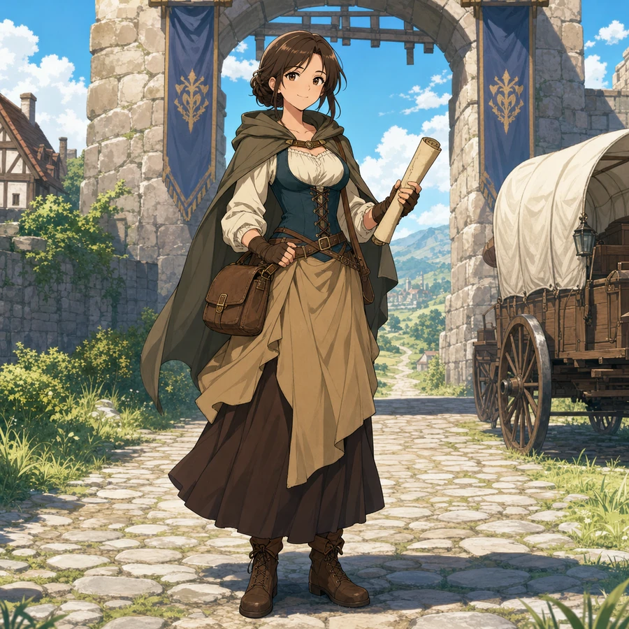 traveling townswoman outfit