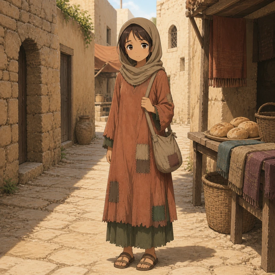 middle eastern poor girl blue layered dress outfit