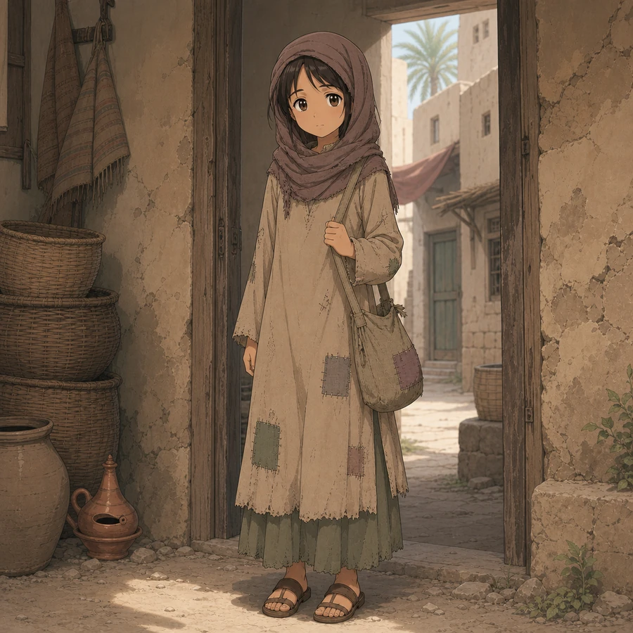 middle eastern poor girl sunset shawl outfit