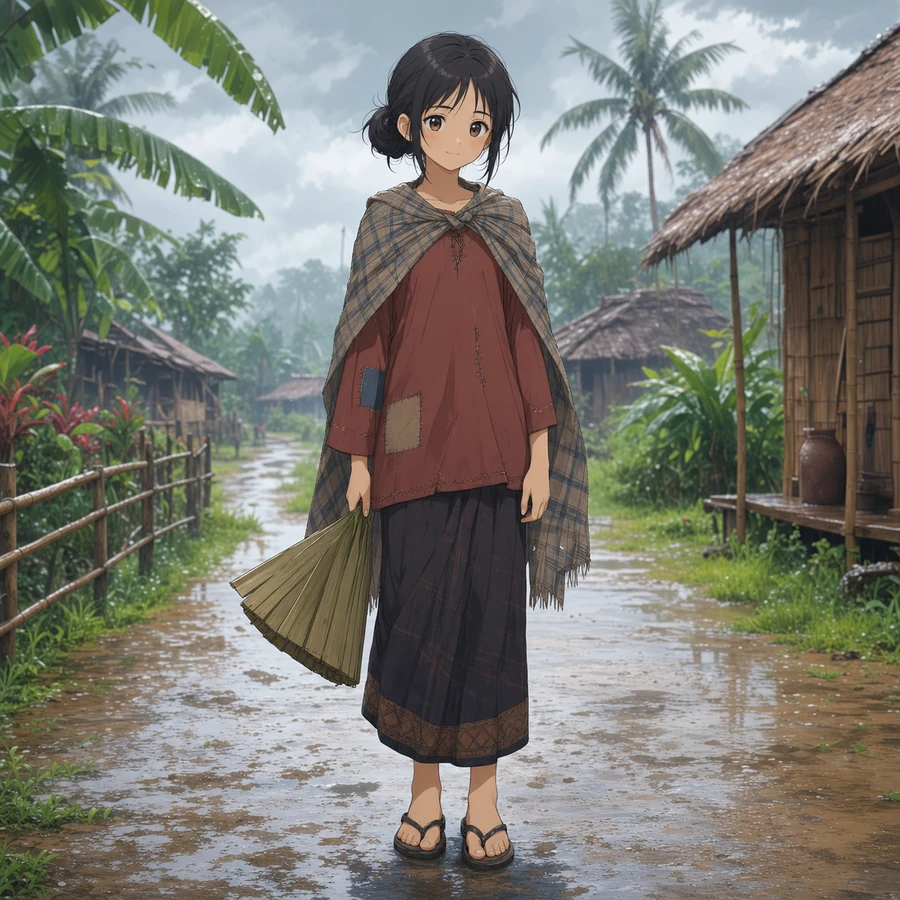 southeast asian poor girl rainy season outfit
