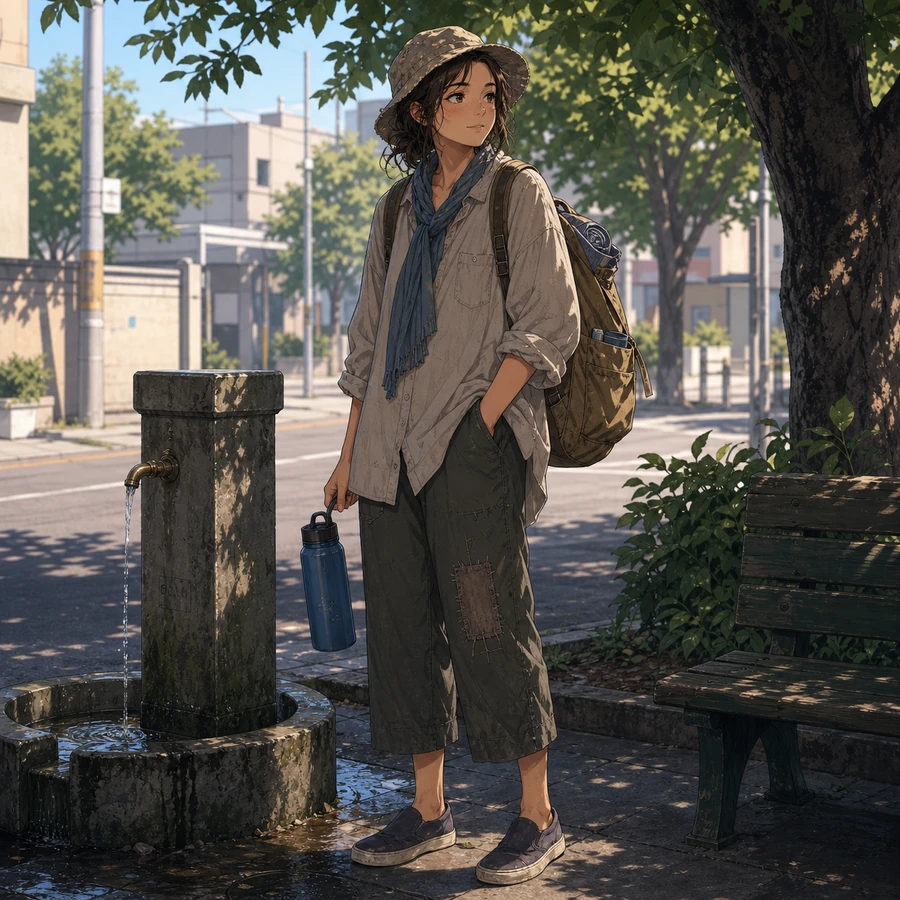 unhoused woman summer lightweight outfit