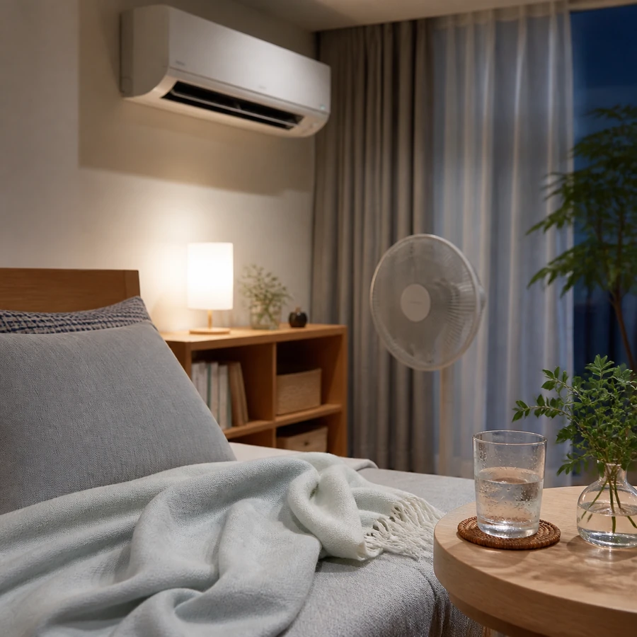 冷房の効いた部屋で快適に過ごすイメージ