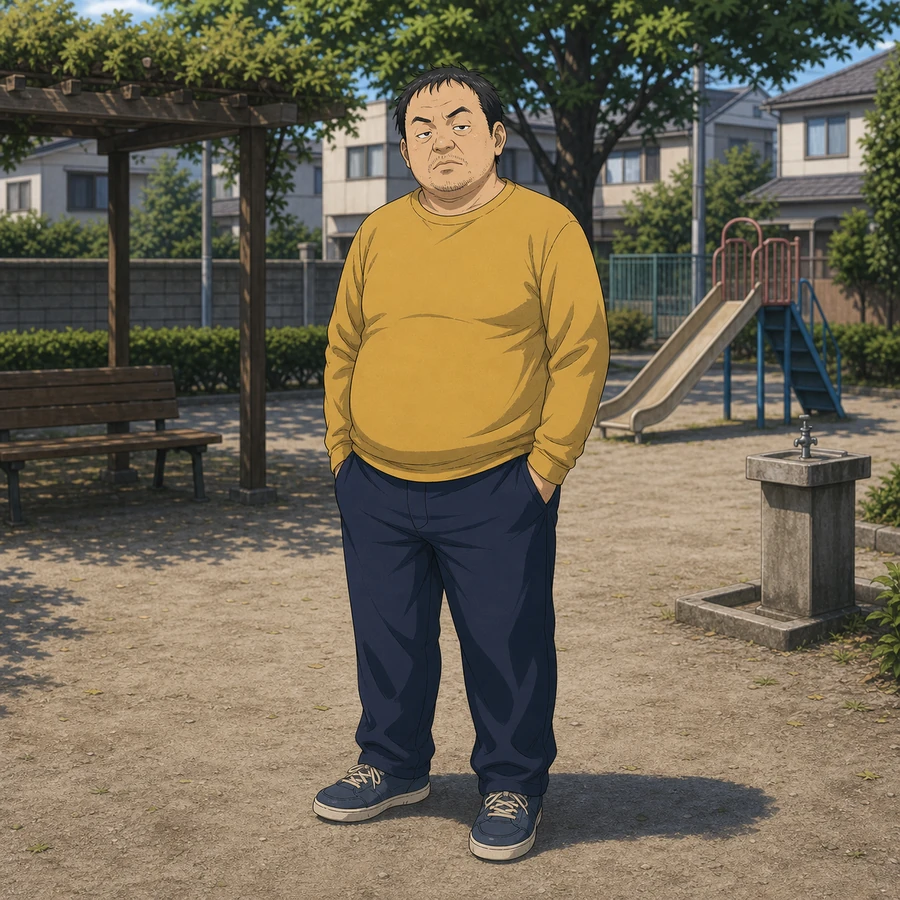 broad-faced stocky man with small eyes