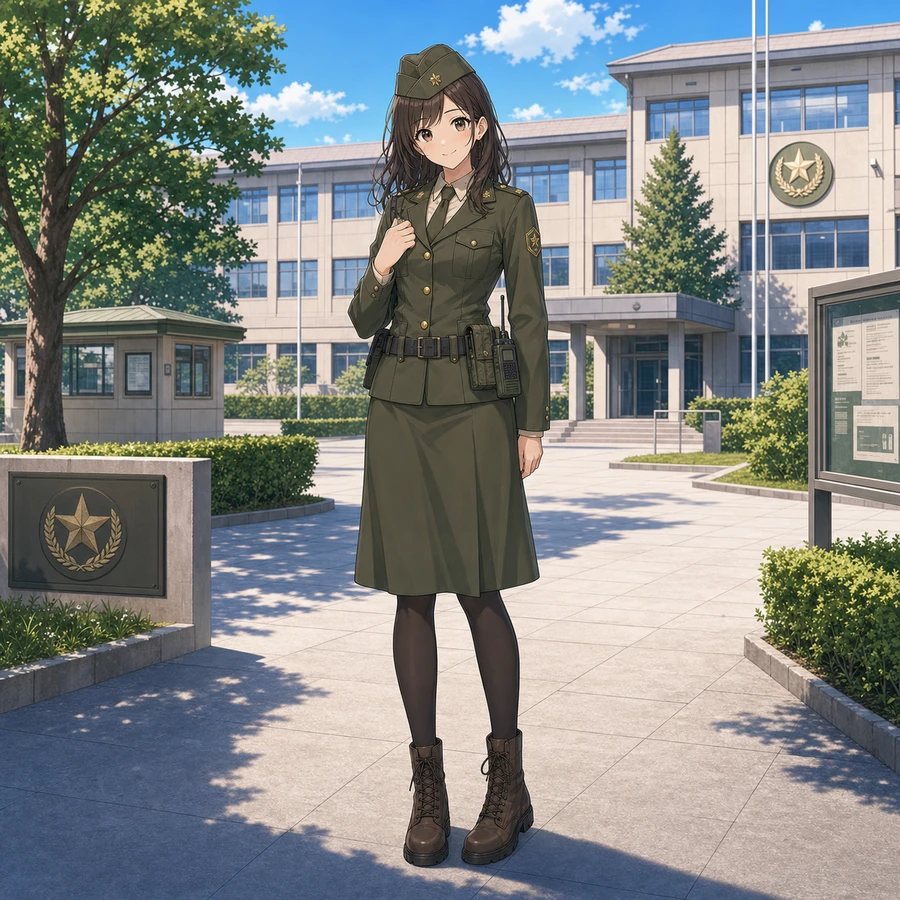 olive base-duty skirt uniform