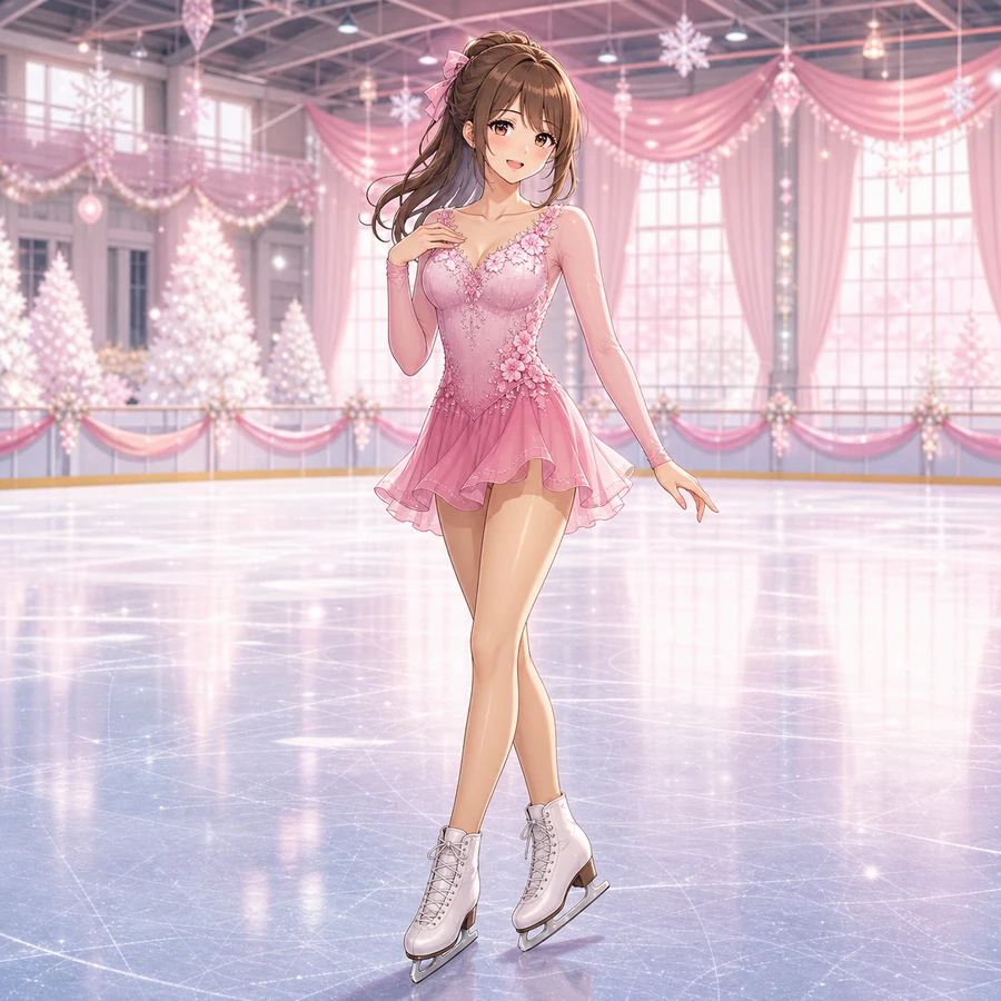 rose pink figure skating dress