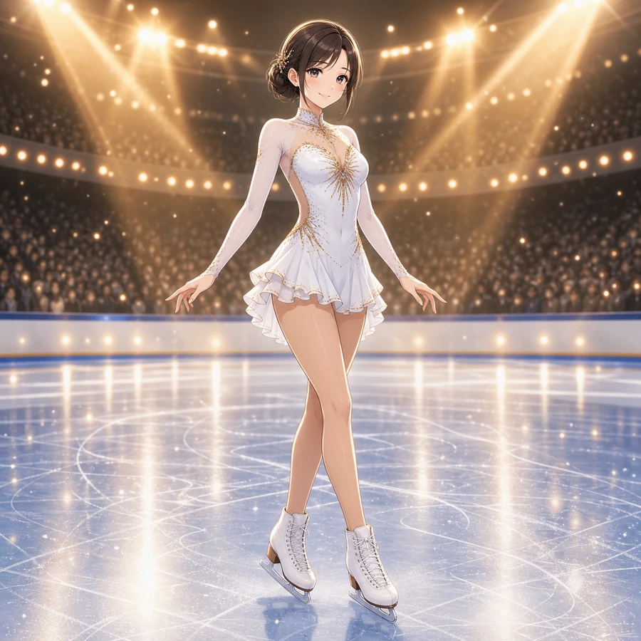 white gold figure skating dress