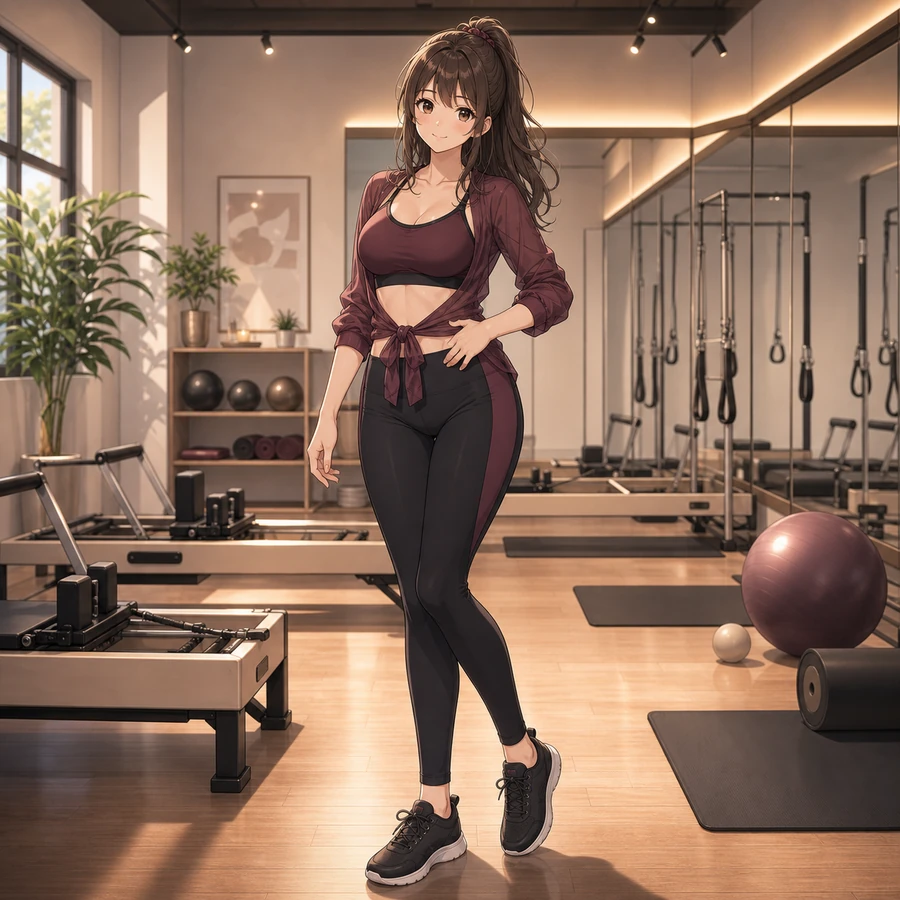 burgundy black pilates outfit