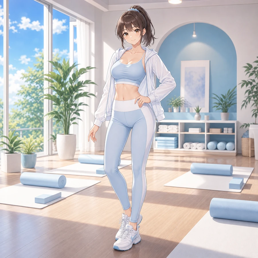 pale blue yoga outfit