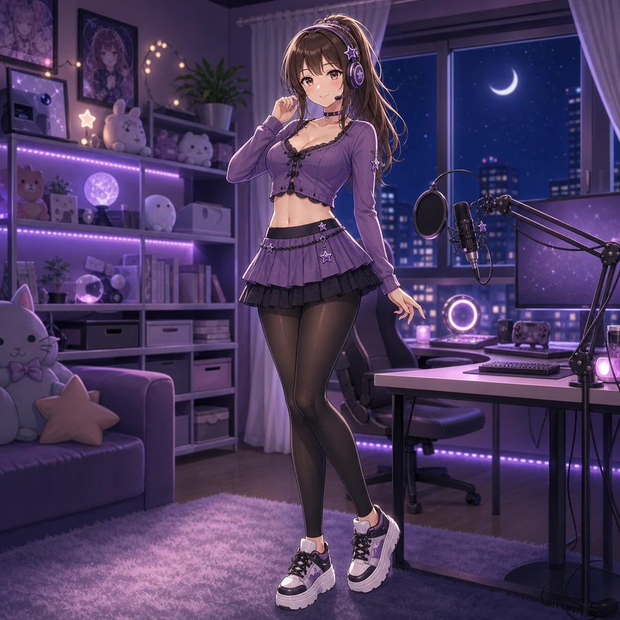 purple night streaming outfit