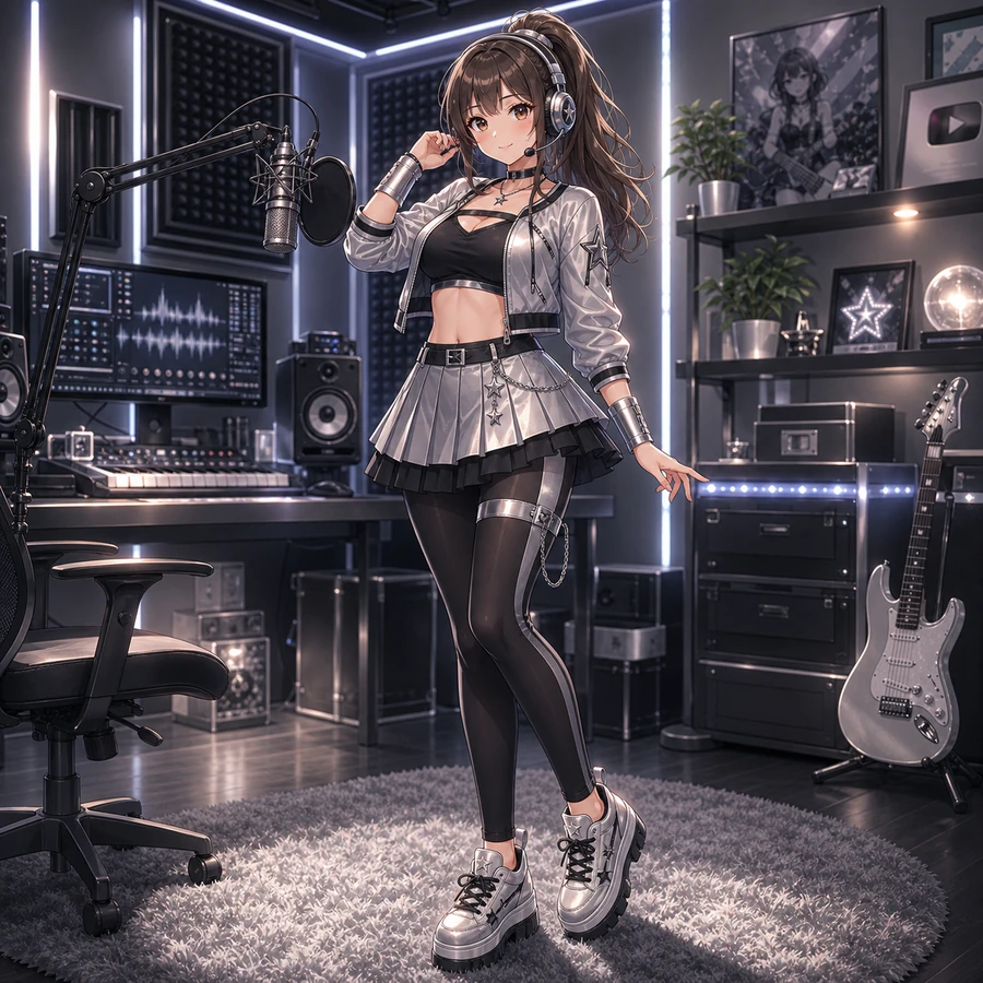 silver black music streamer outfit
