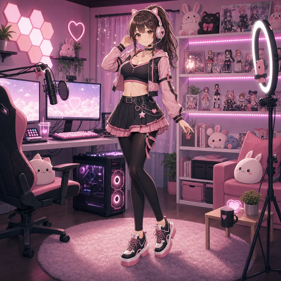 pink black creator outfit