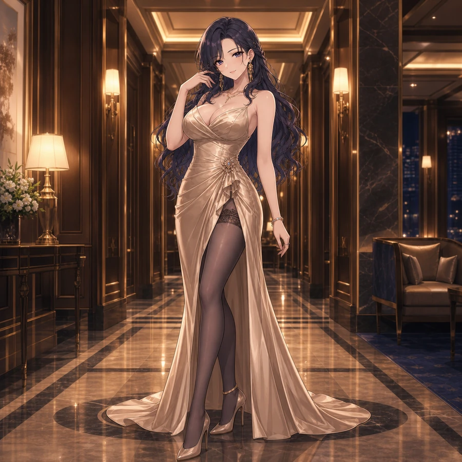 satin slit evening gown