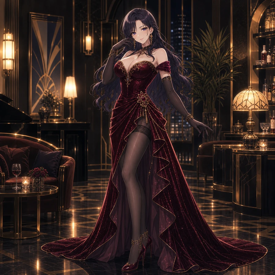 off-shoulder velvet evening dress