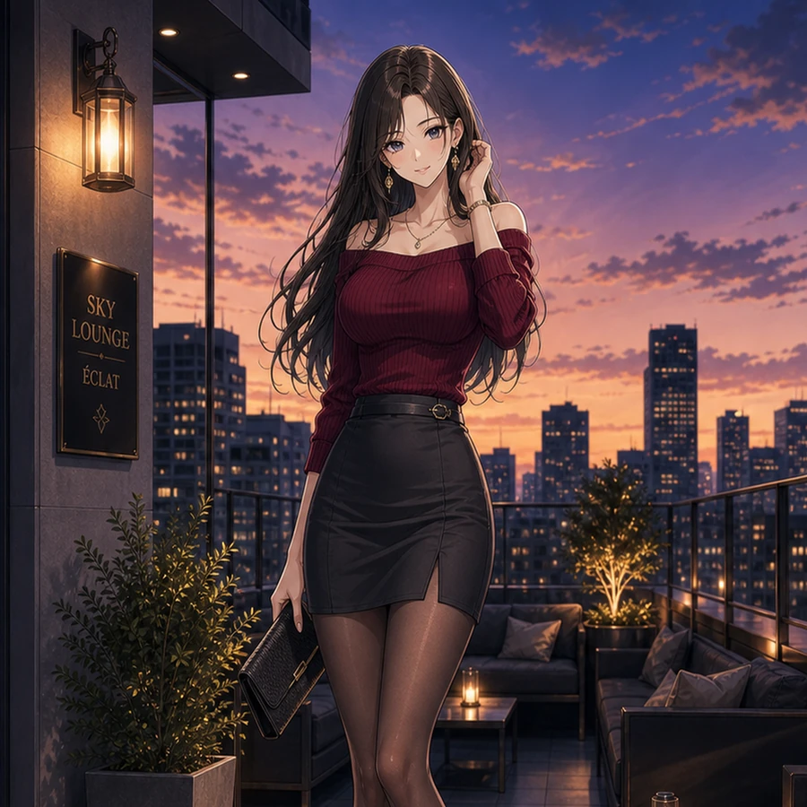 wine red tight mini skirt outfit