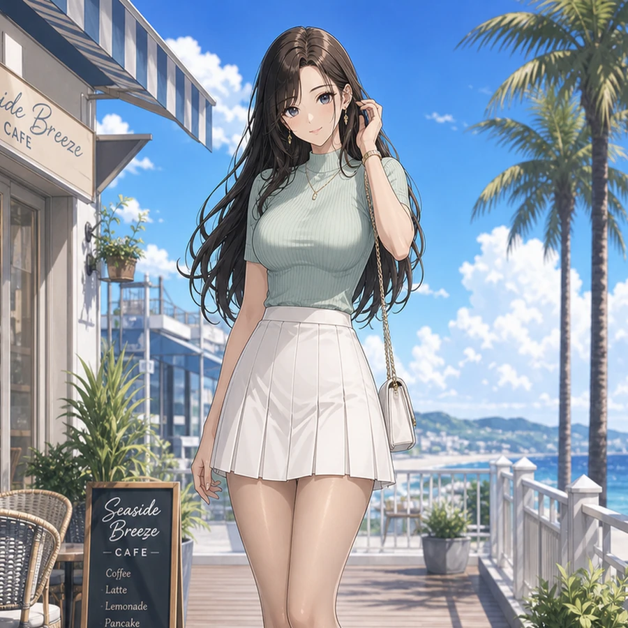 mint top pleated mini skirt outfit
