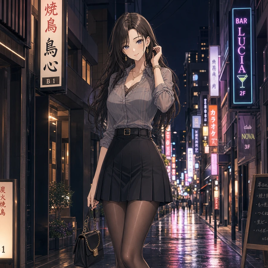 sheer blouse pleated mini skirt outfit