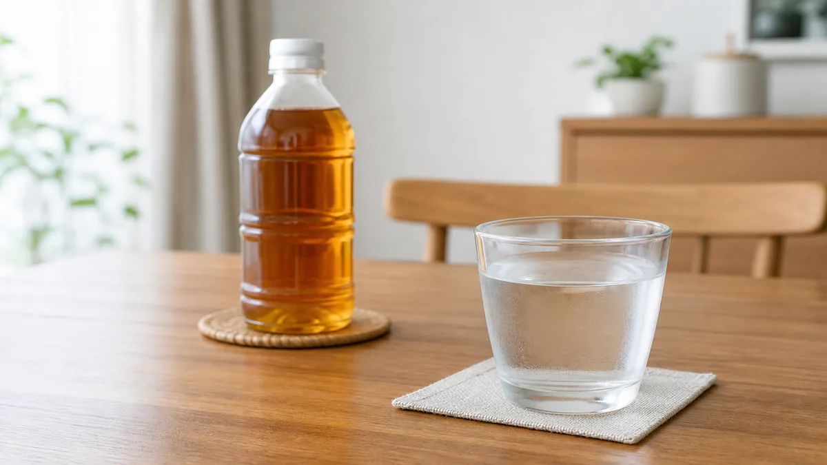 テーブルに甘い飲み物と水が並び選び方を見直すイメージ