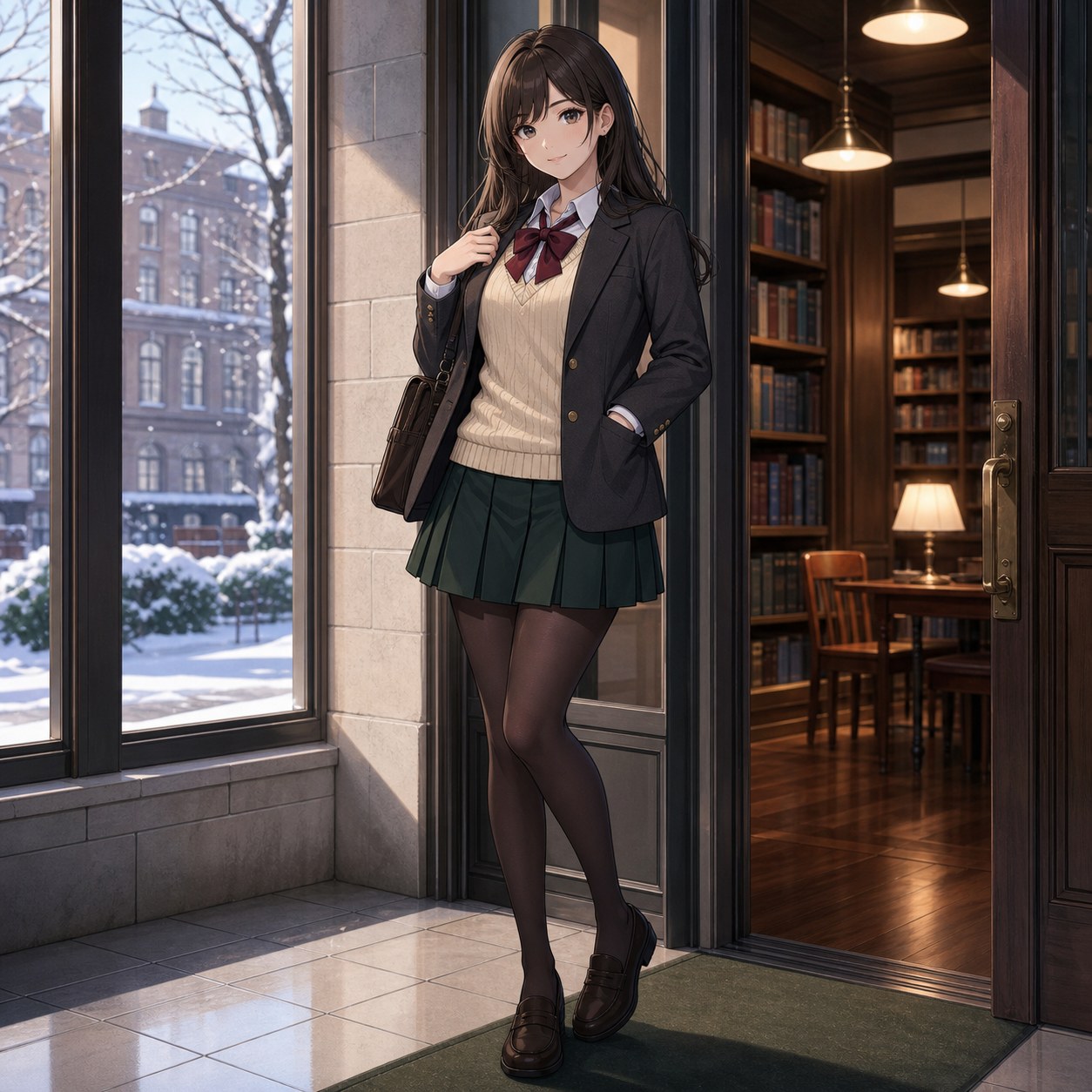 winter blazer uniform with knit vest