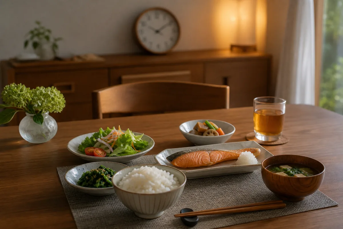 夕食の時間を意識したバランスのよい食卓
