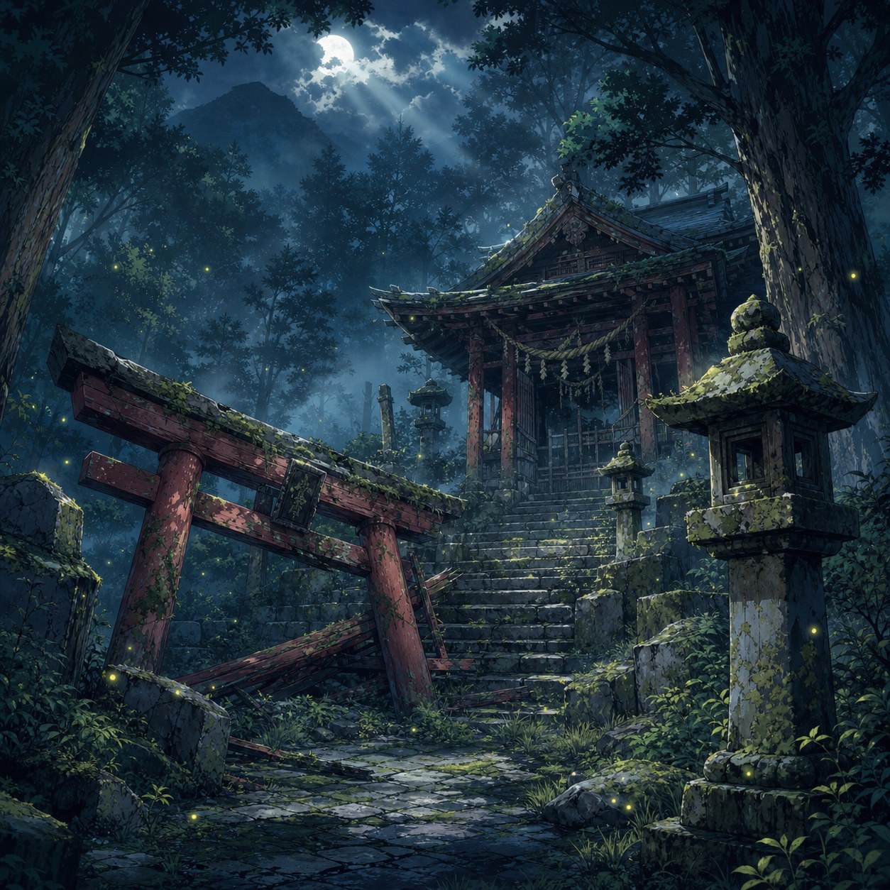 霧の山奥に残る廃神社