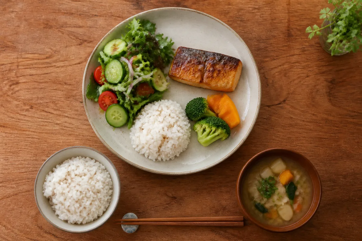 主食と主菜と副菜を組み合わせた夕食
