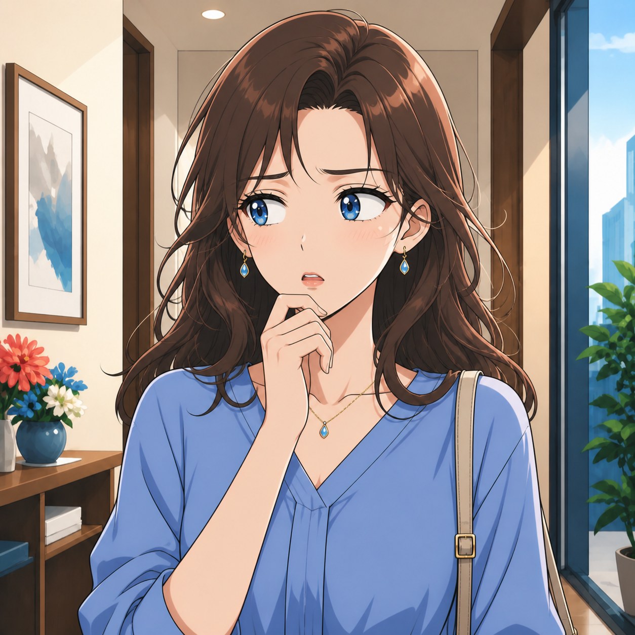 自分と比べてしまう羨望を表すアニメ人物画像