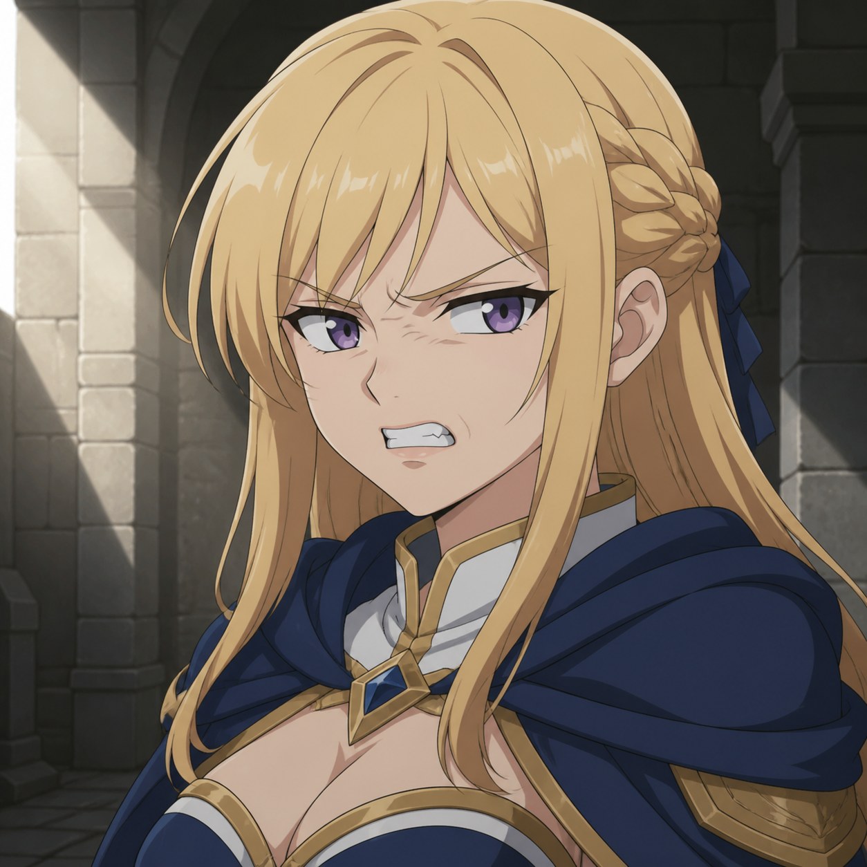 顔を背け、指先で遠ざけるように強い嫌悪を示すアニメ風女性