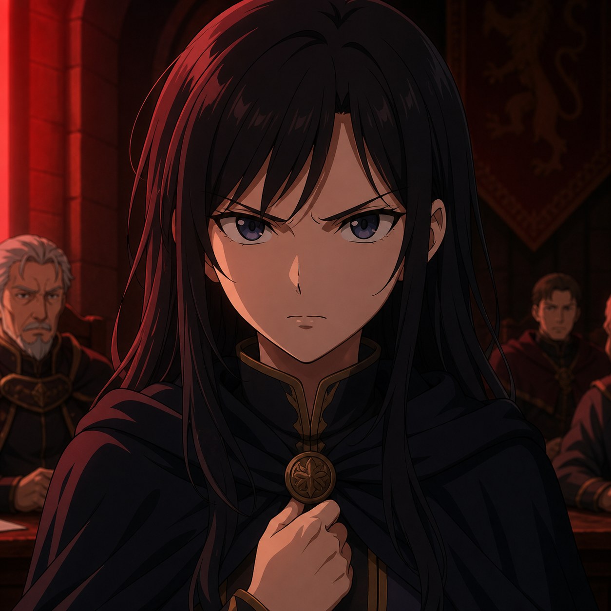 まっすぐな視線と固い口元で相手を拒絶するアニメ風女性