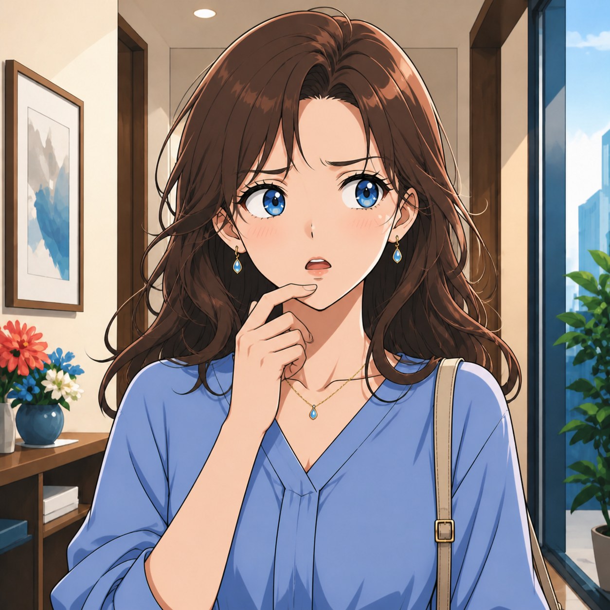 理解が追いつかず固まる表情を表すアニメ人物画像