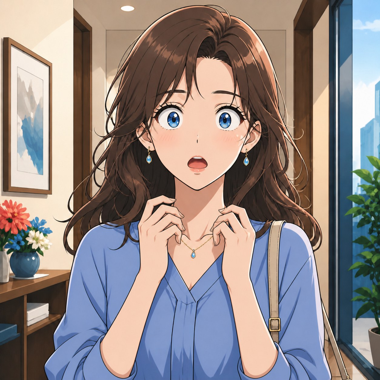 信じられないものを見る表情を表すアニメ人物画像