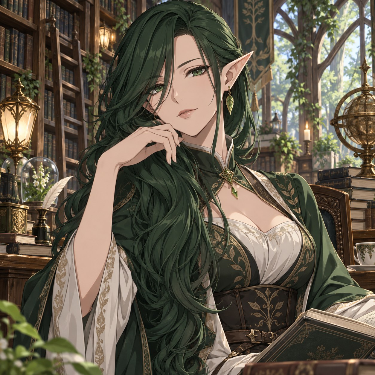 elven side-swept long hair