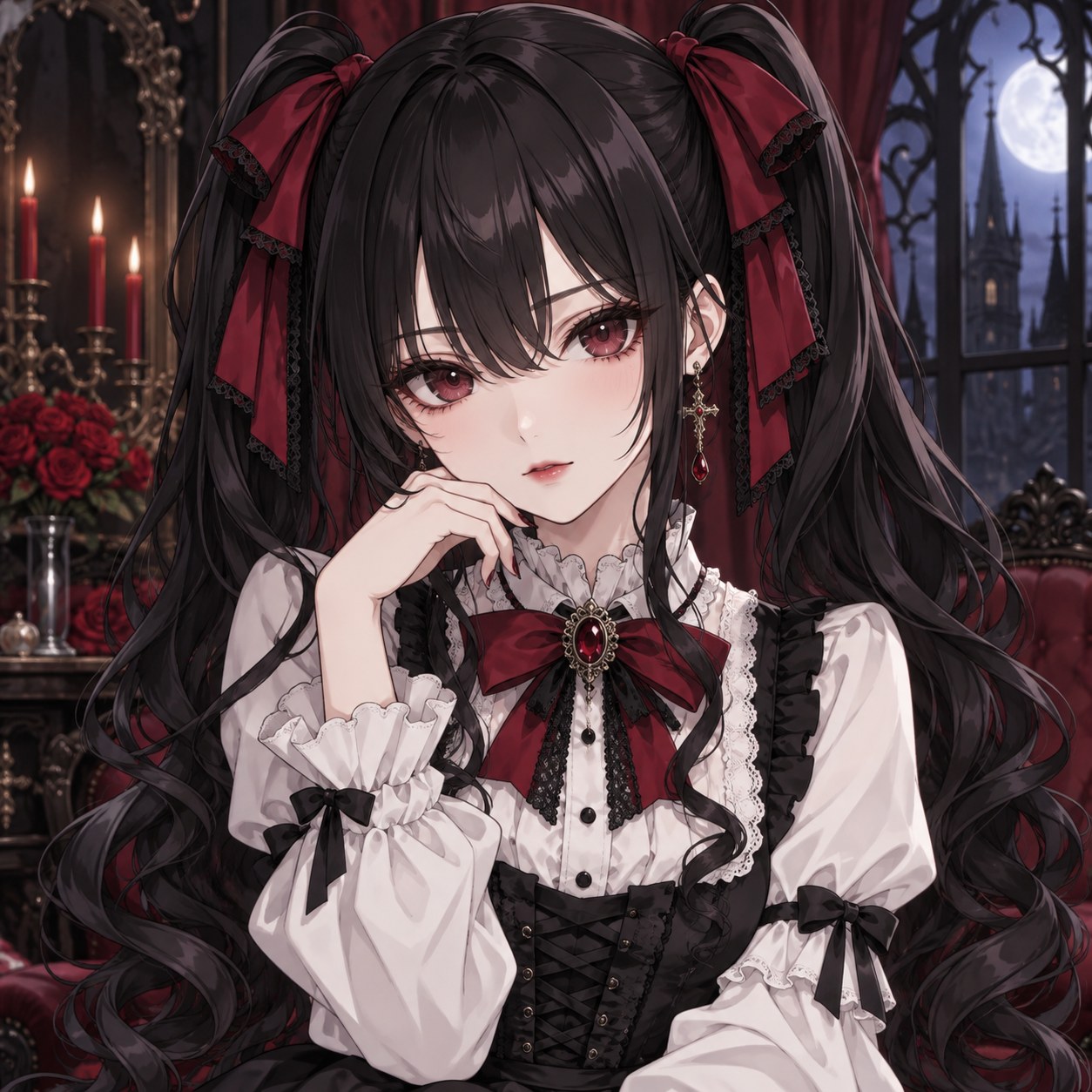 gothic black twin tails hairstyle