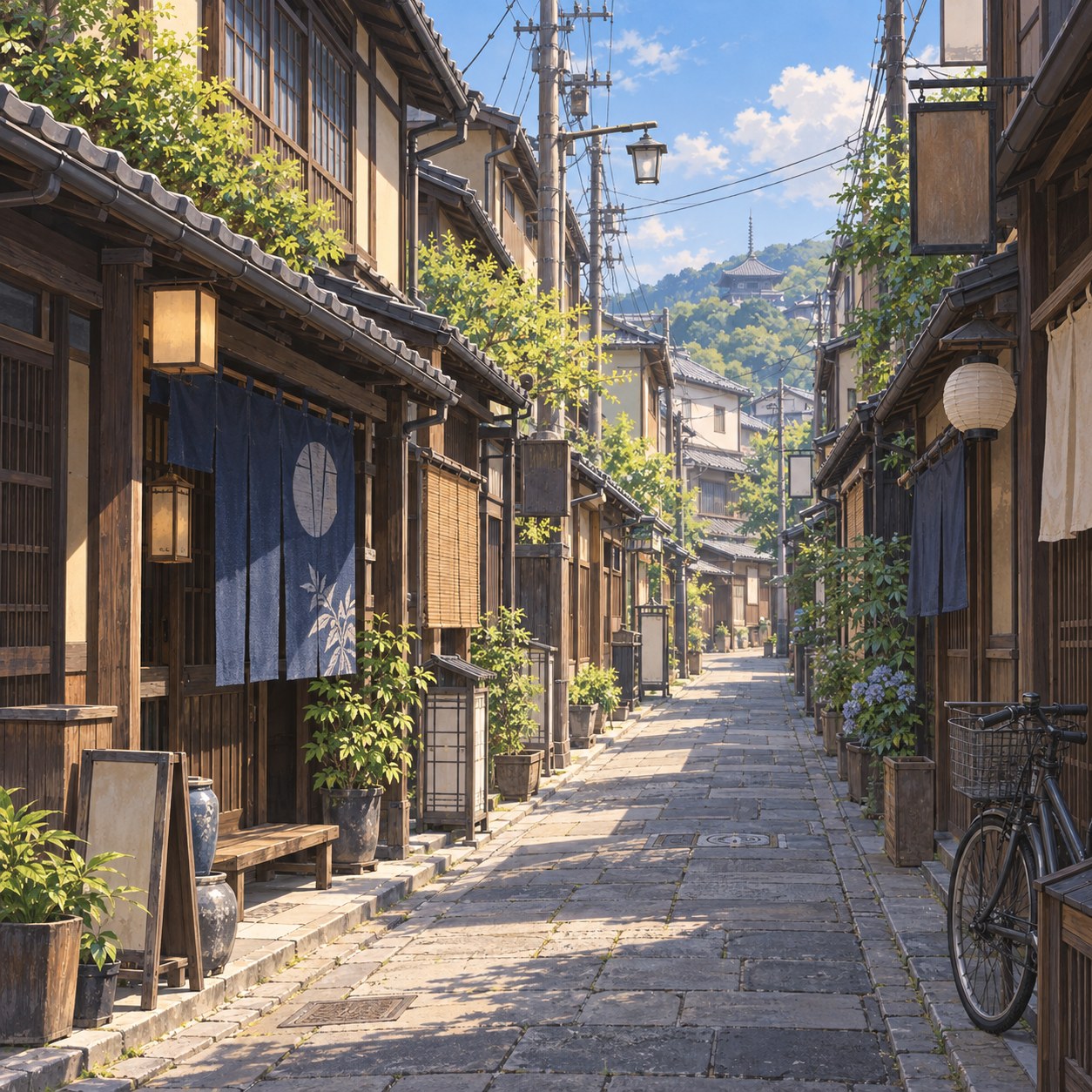 古い商店街のアニメ背景