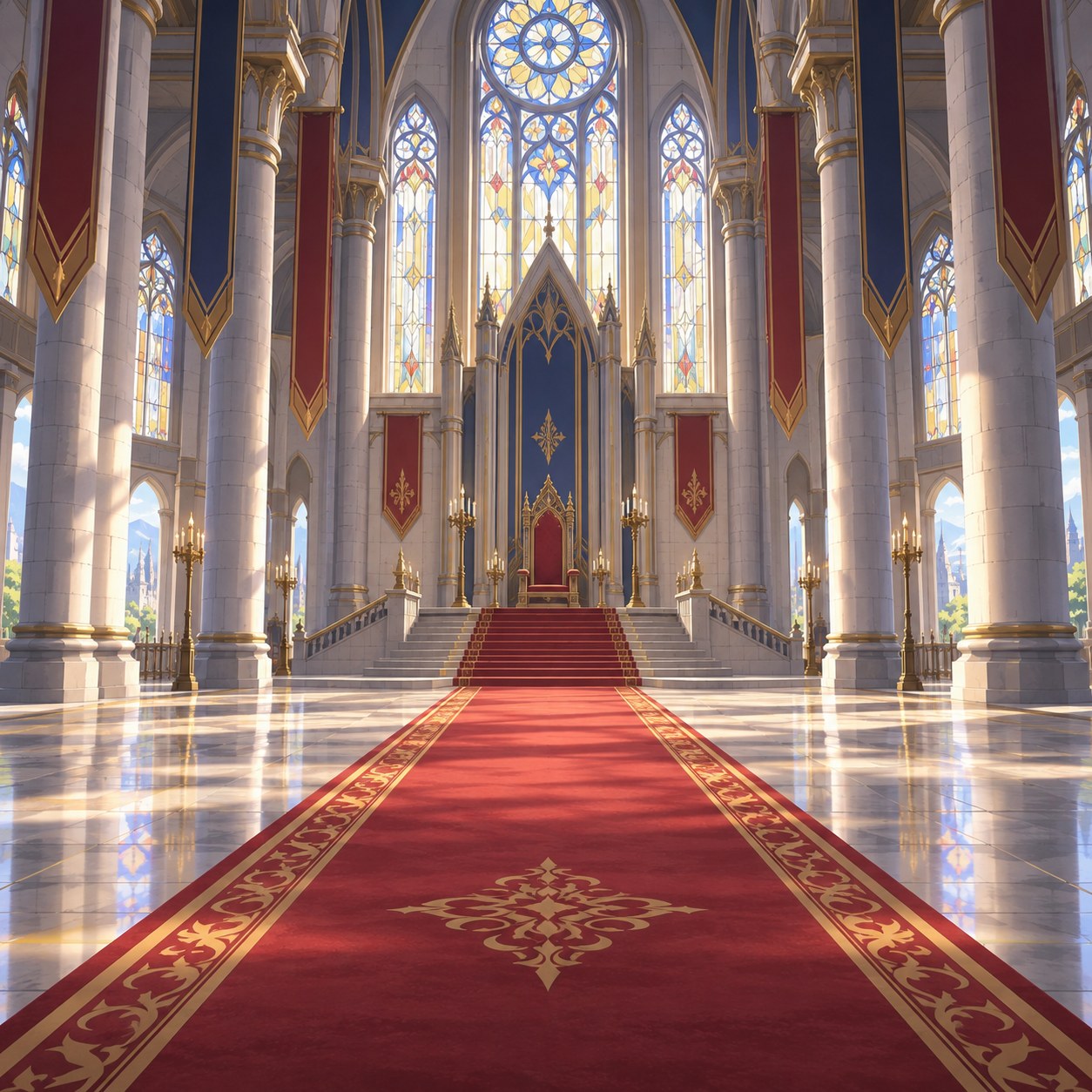 王城の大広間のアニメ背景