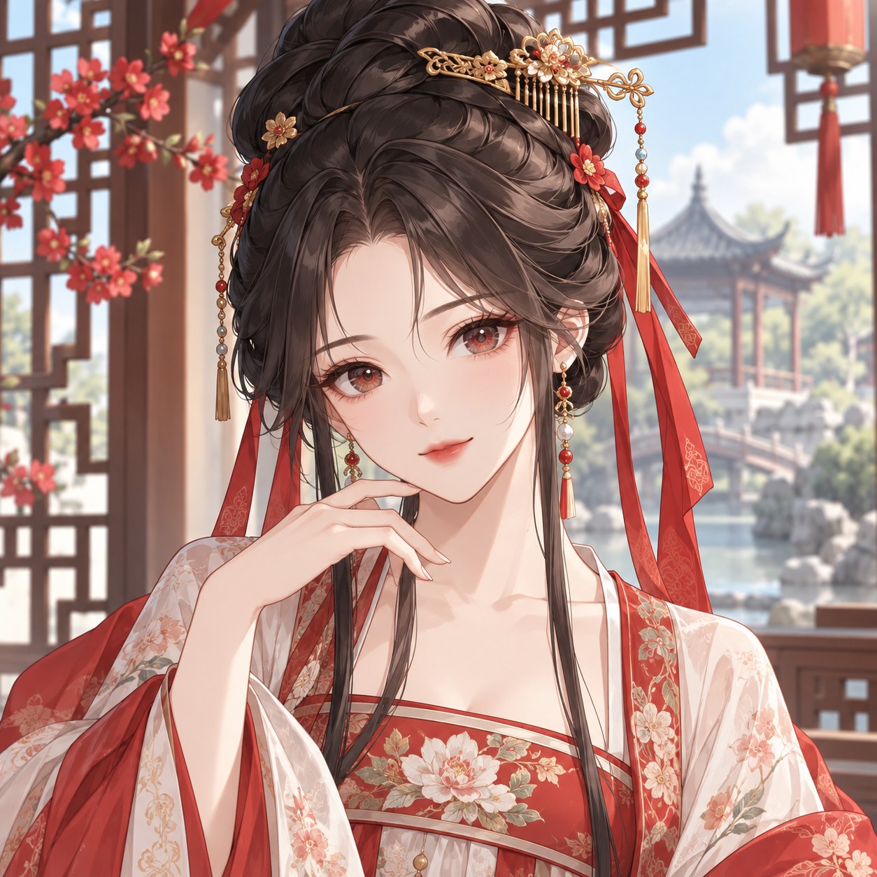 Chinese layered coil updo