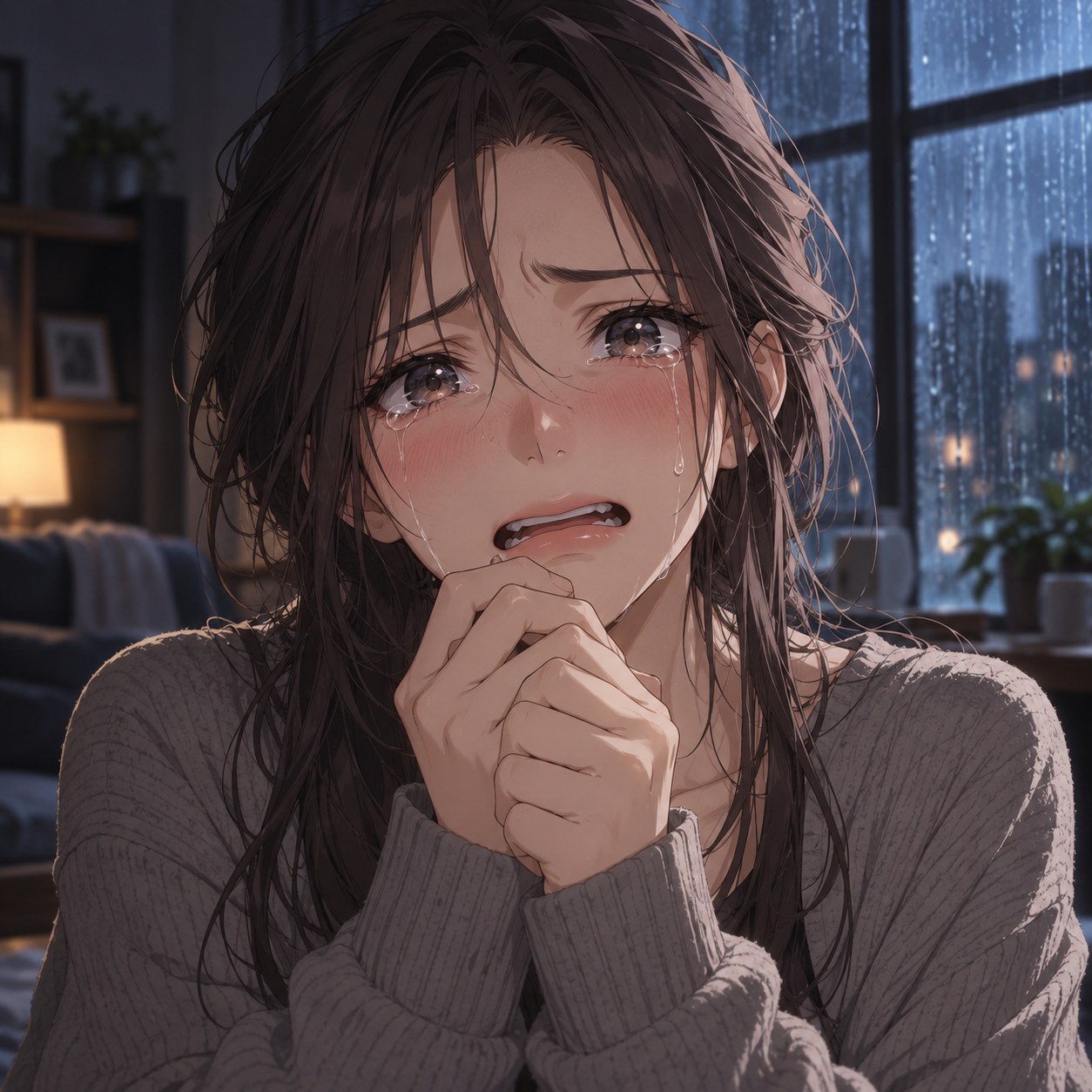 感情を抑えきれず取り乱す表情