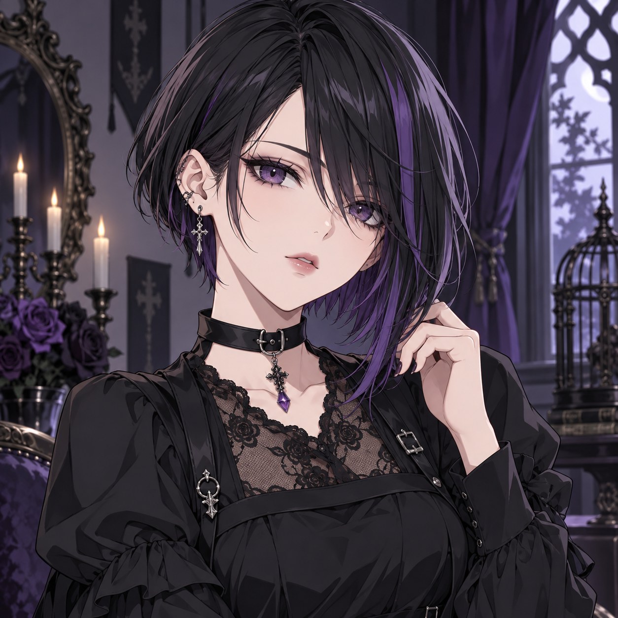 asymmetrical gothic bob haircut