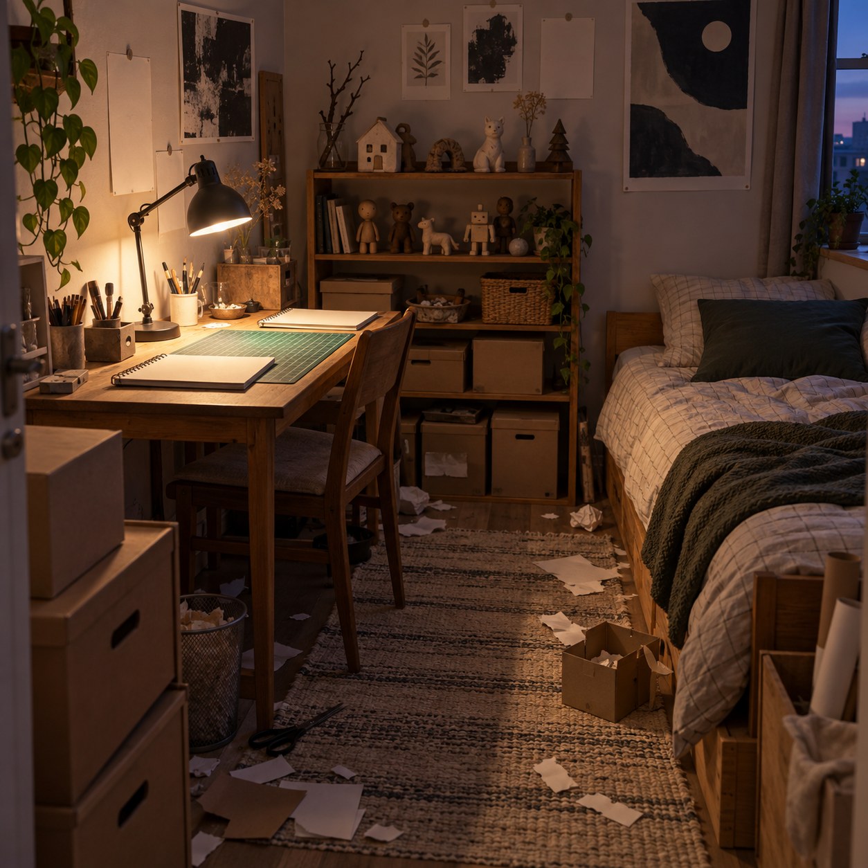 同人誌を作る作業部屋の背景