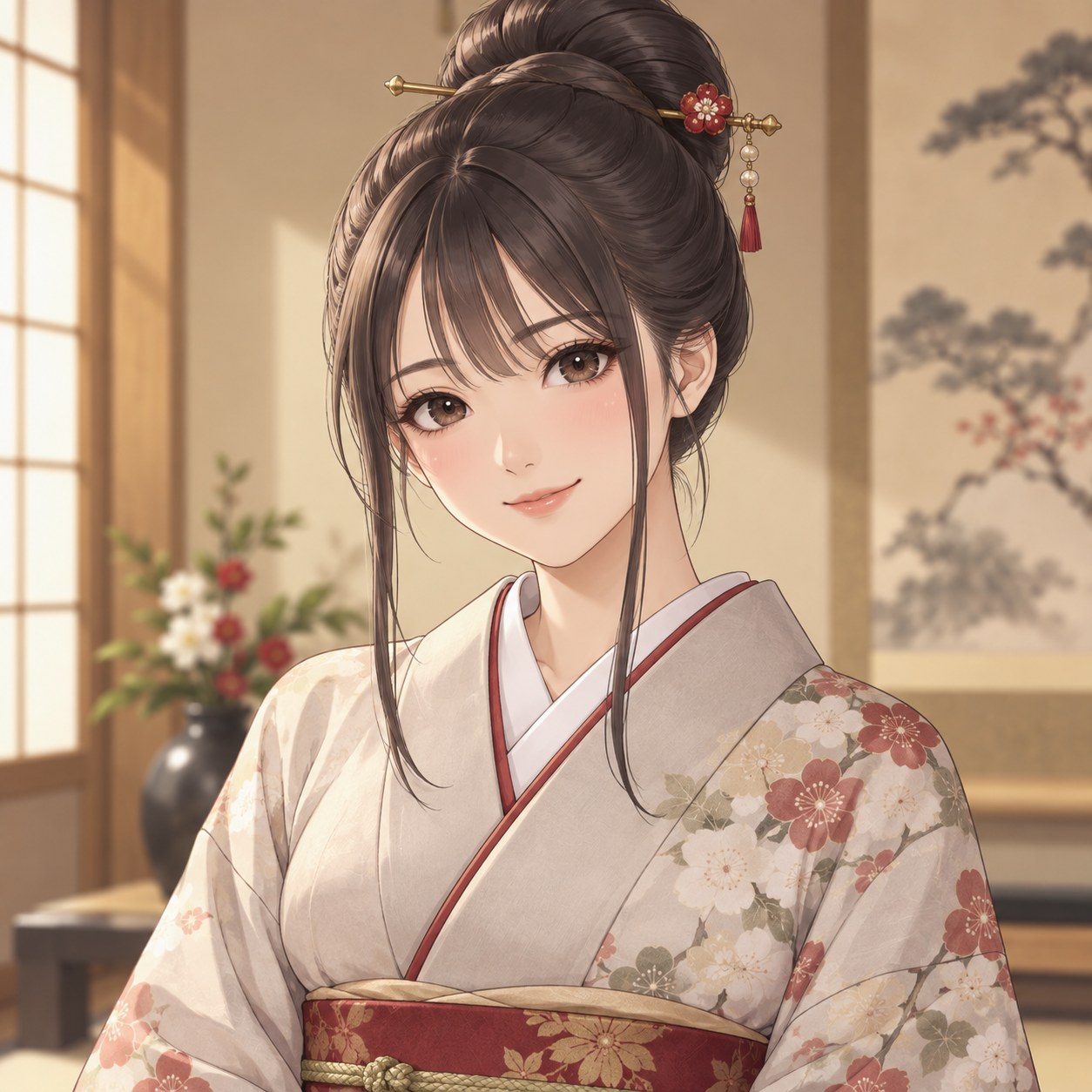 high Japanese topknot hairstyle
