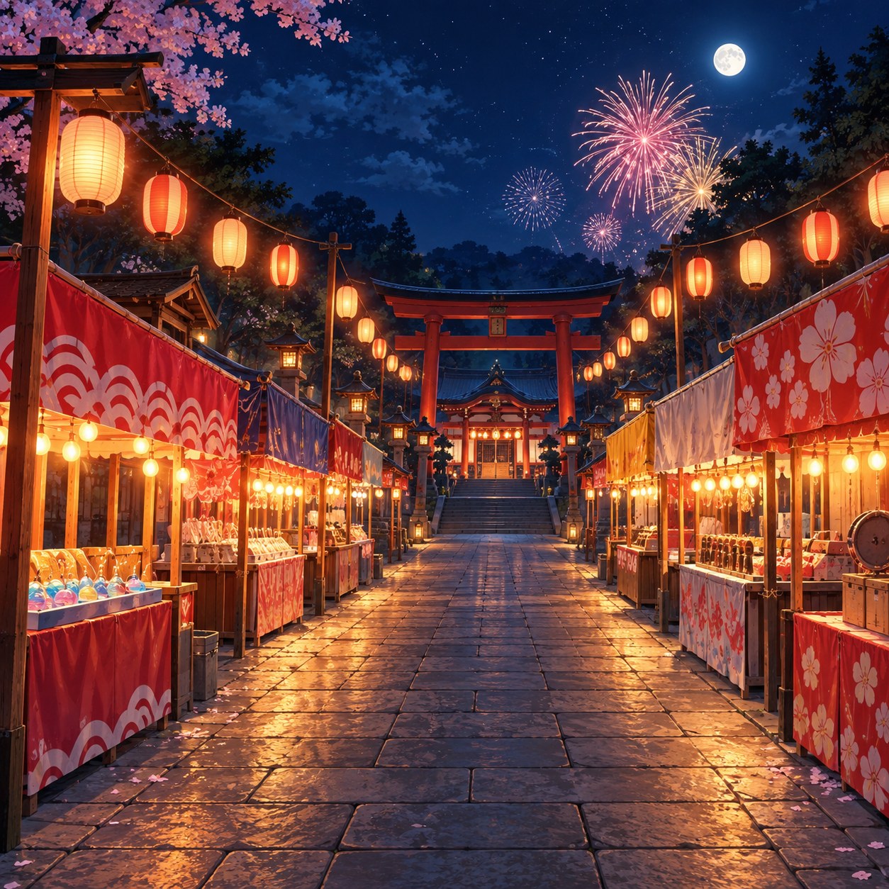祭りの夜のアニメ背景